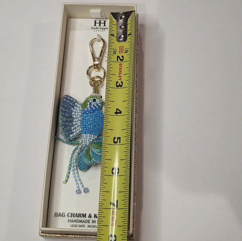 Haute Hippie Beaded Hummingbird Keychain Purse Charm New‎ - Picture 7 of 7